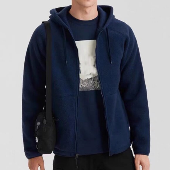 THE NORTH FACE solid color fleece warm hooded jacket unisex.